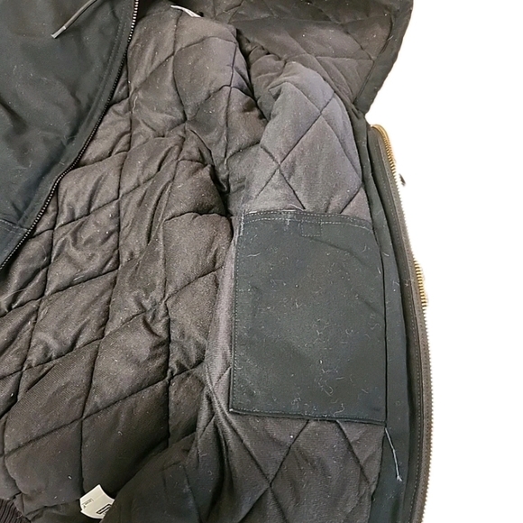 Vintage Carhartt J140 BLK Hooded Jacket Mens XL Tall Quilt Lined Duck Canvas USA - Picture 7 of 10